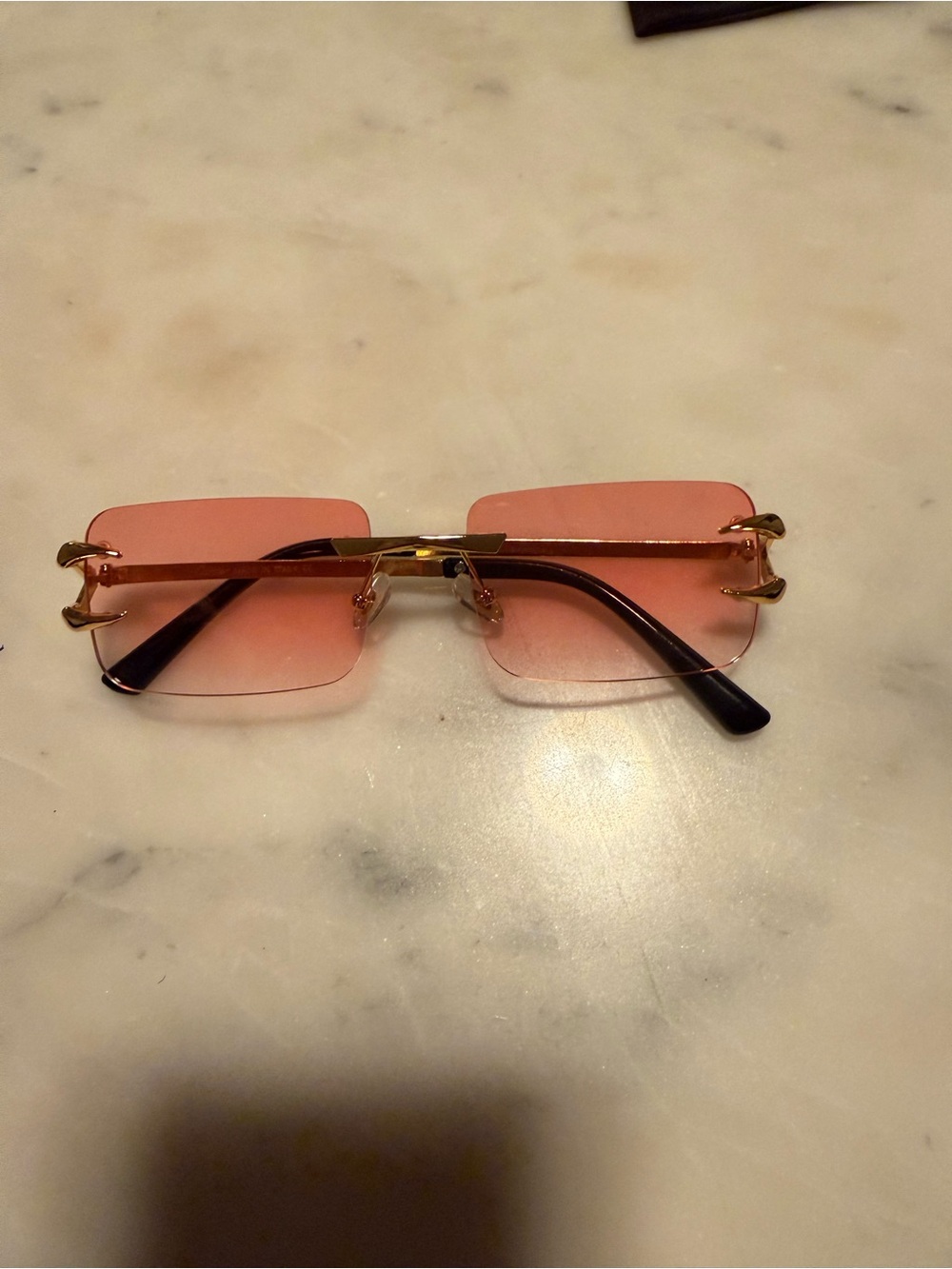 Cartier Women's Rimless Sunglasses with Pink Gradient Lenses and Gold Accents - Picture 2 of 4